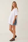 Oversized zwangerschaps-T-shirt met zijsplit - Wit