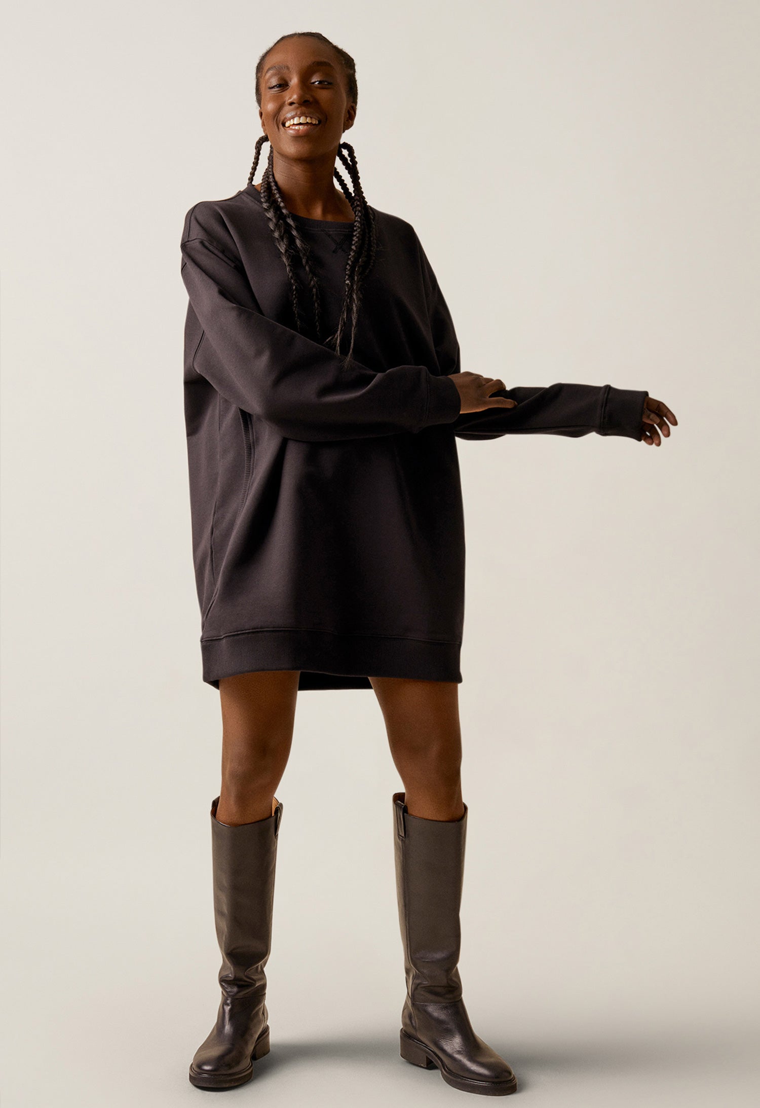 Oversized zwangerschaps-sweatshirt met voedingsopening - Zwart