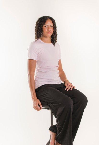 Essentiële voedingstop met korte mouwen - Pastelroze