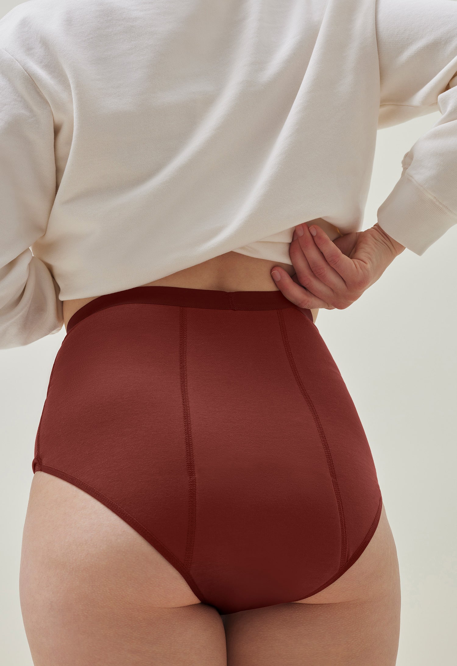 Menstruatieondergoed Hoge Taille, Middelzwaar, Roestbordeaux