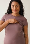 Zwangerschapsfeestjurk met voedingsopening - Donker mauve
