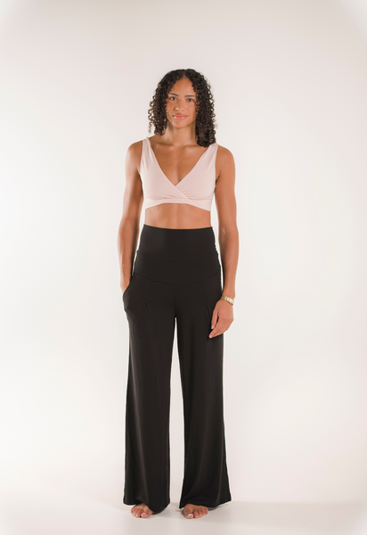 Zwangerschapsbroek met wijde pijpen, zacht - zwart