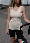 Ribgebreide voedings-tanktop - Zacht beige