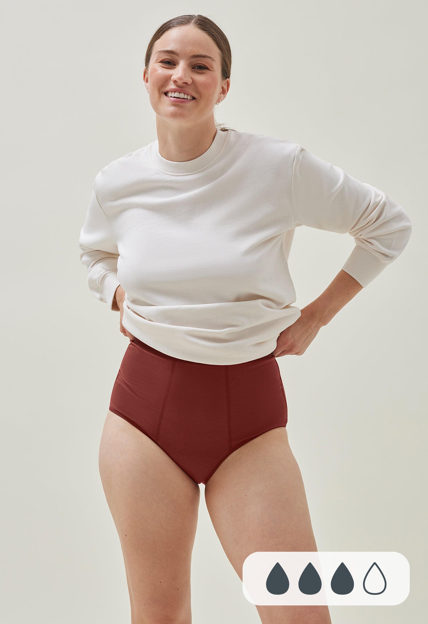 Menstruatieondergoed Hoge Taille, Middelzwaar, Roestbordeaux