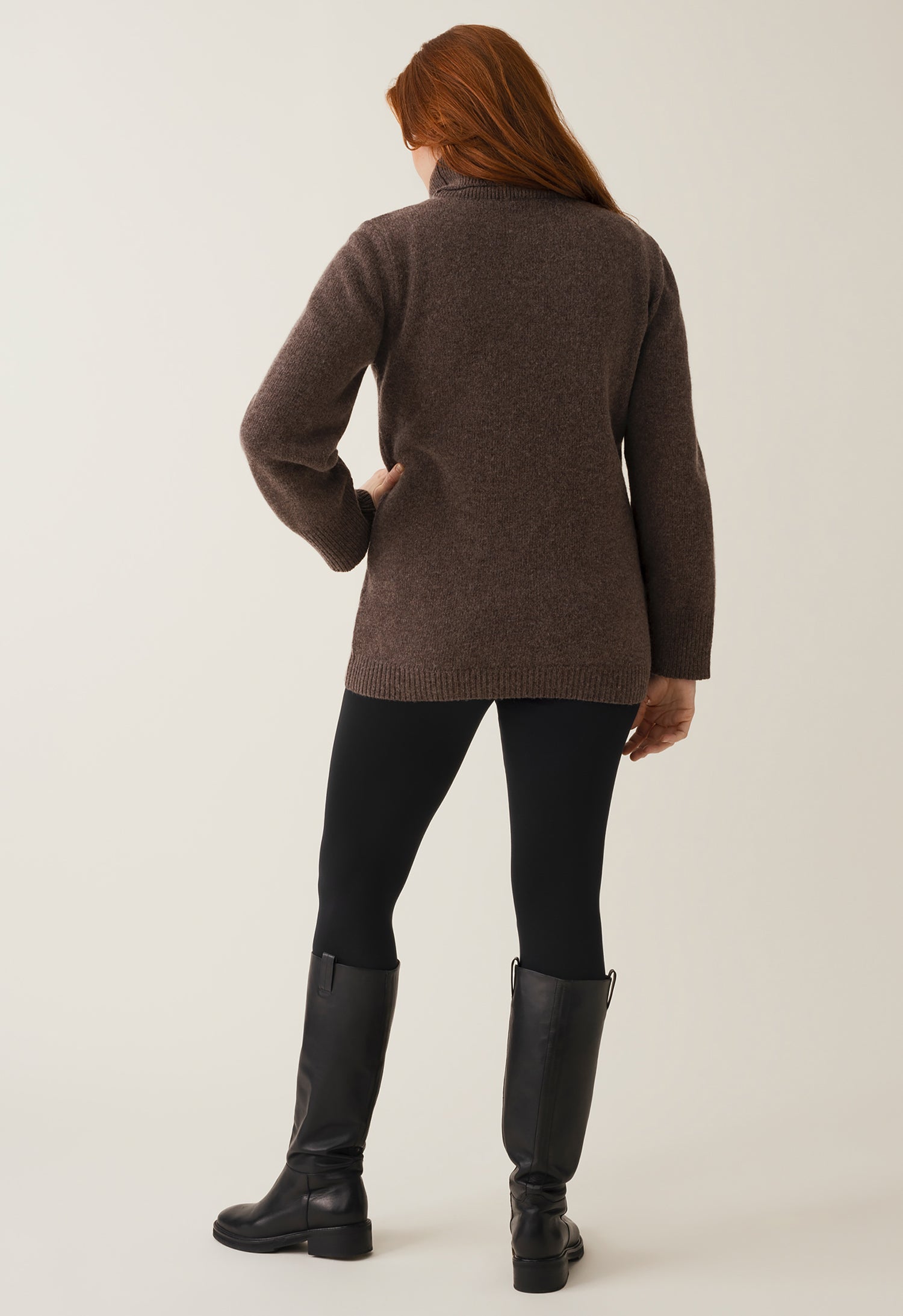 Gebreide voedings-tuniek - bruin-grijs melange