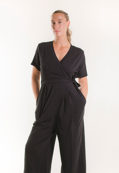 Zwangerschapsjumpsuit met voedingsopening - Zwart