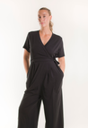 Zwangerschapsjumpsuit met voedingsopening - Zwart