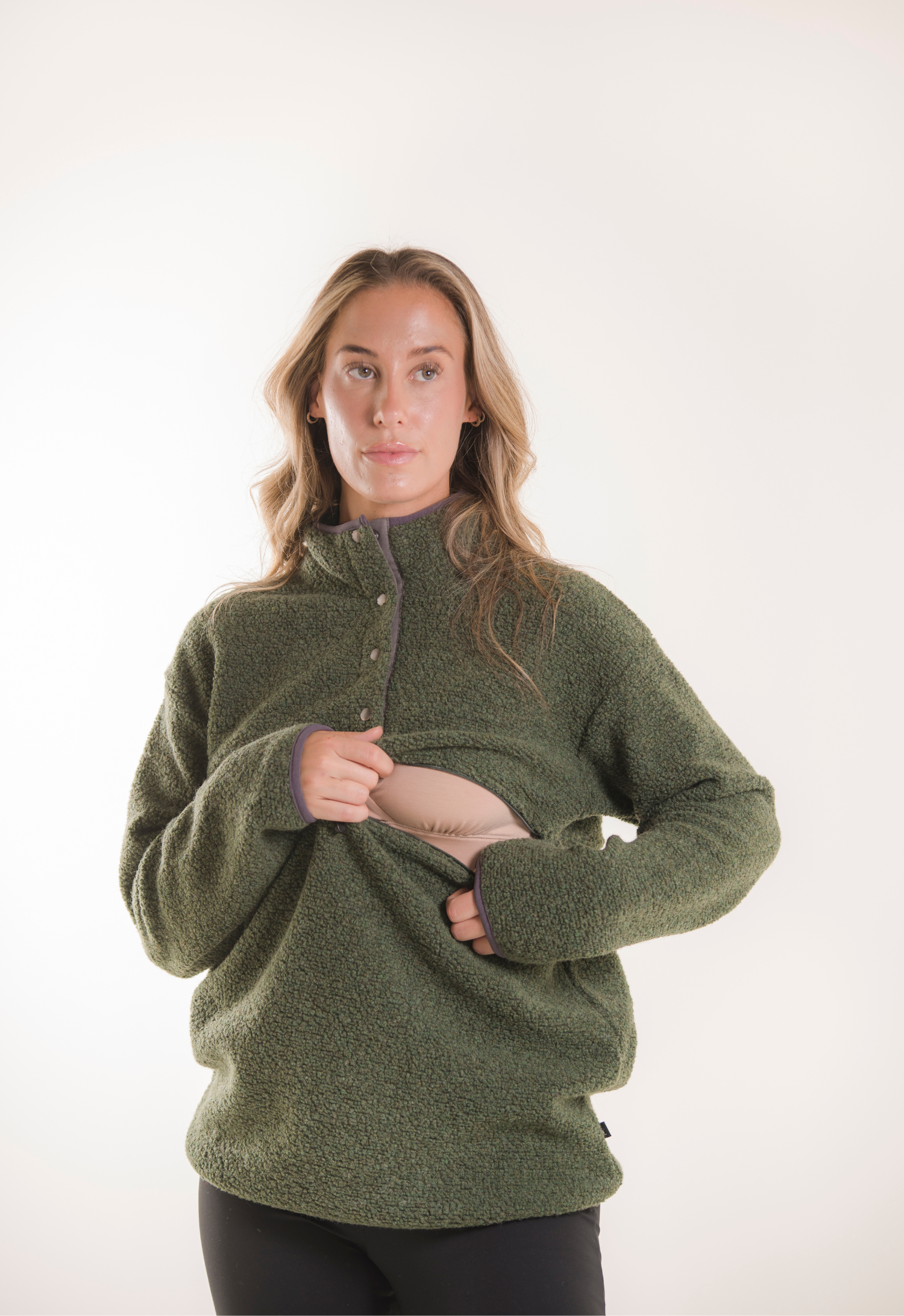 Zwangerschapsfleece sweater 90s - Groen
