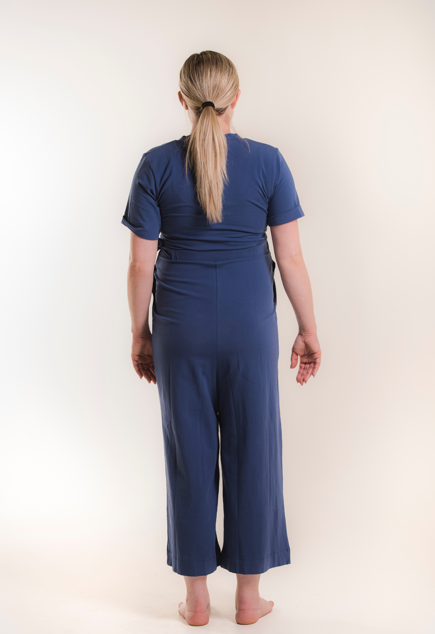 Zwangerschapsjumpsuit met toegang voor borstvoeding - Blauw