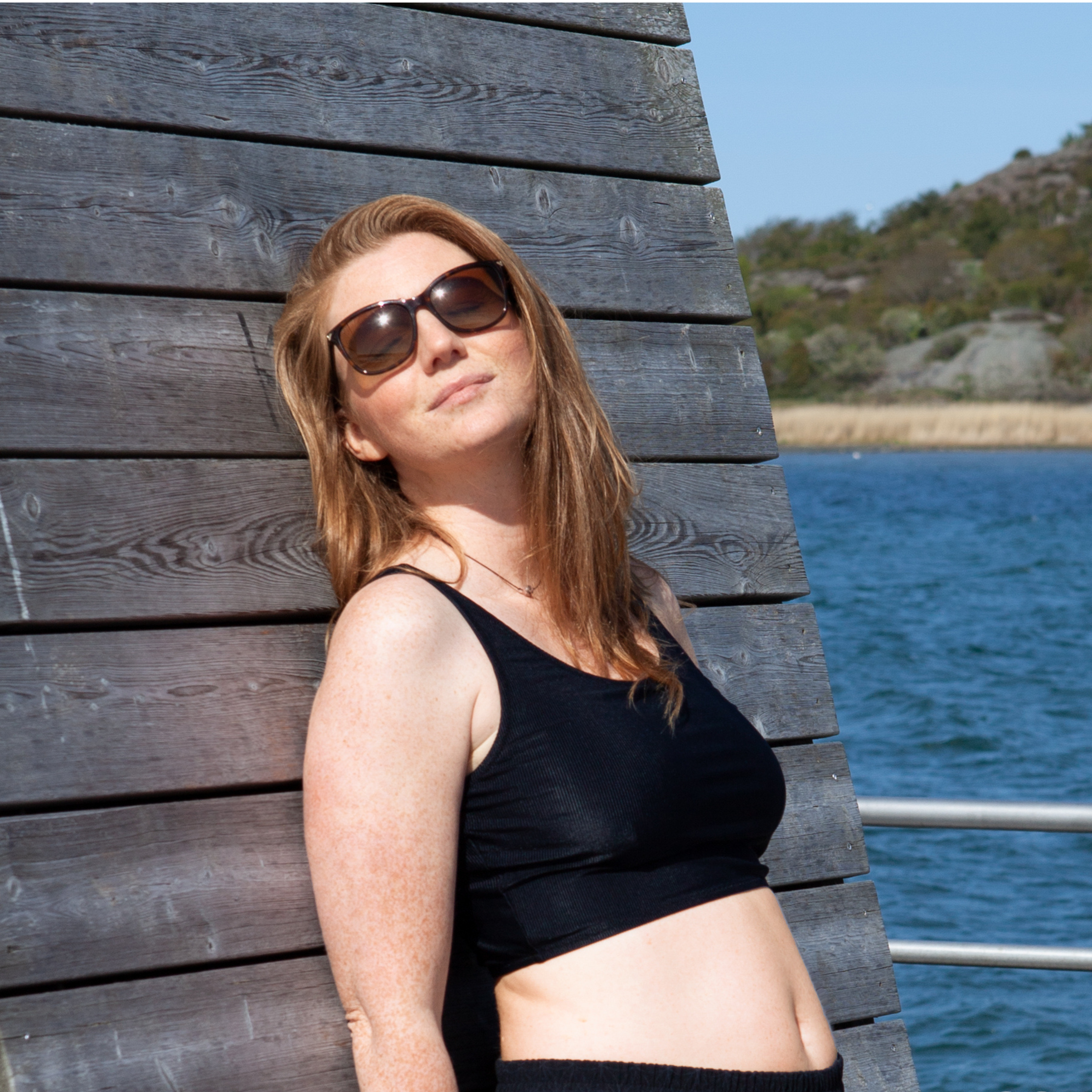 Zwemcroptop - Geribd - Zwart