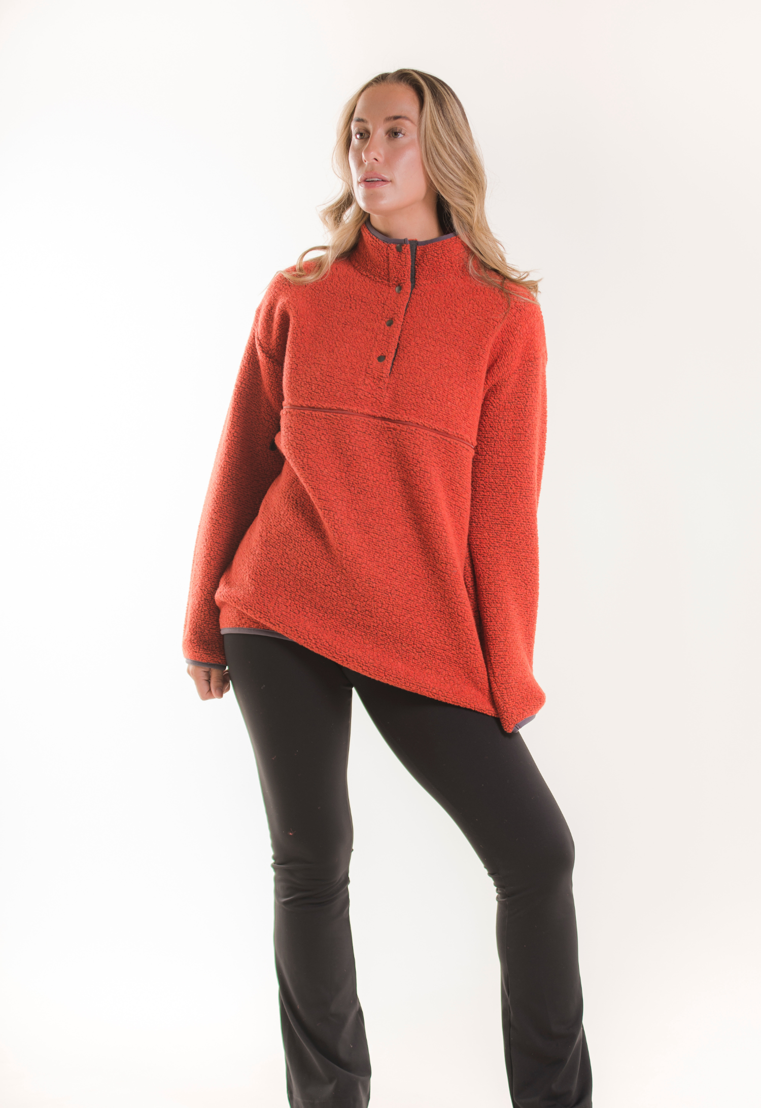 Wollen pile zwangerschapstrui 90s - Oranje