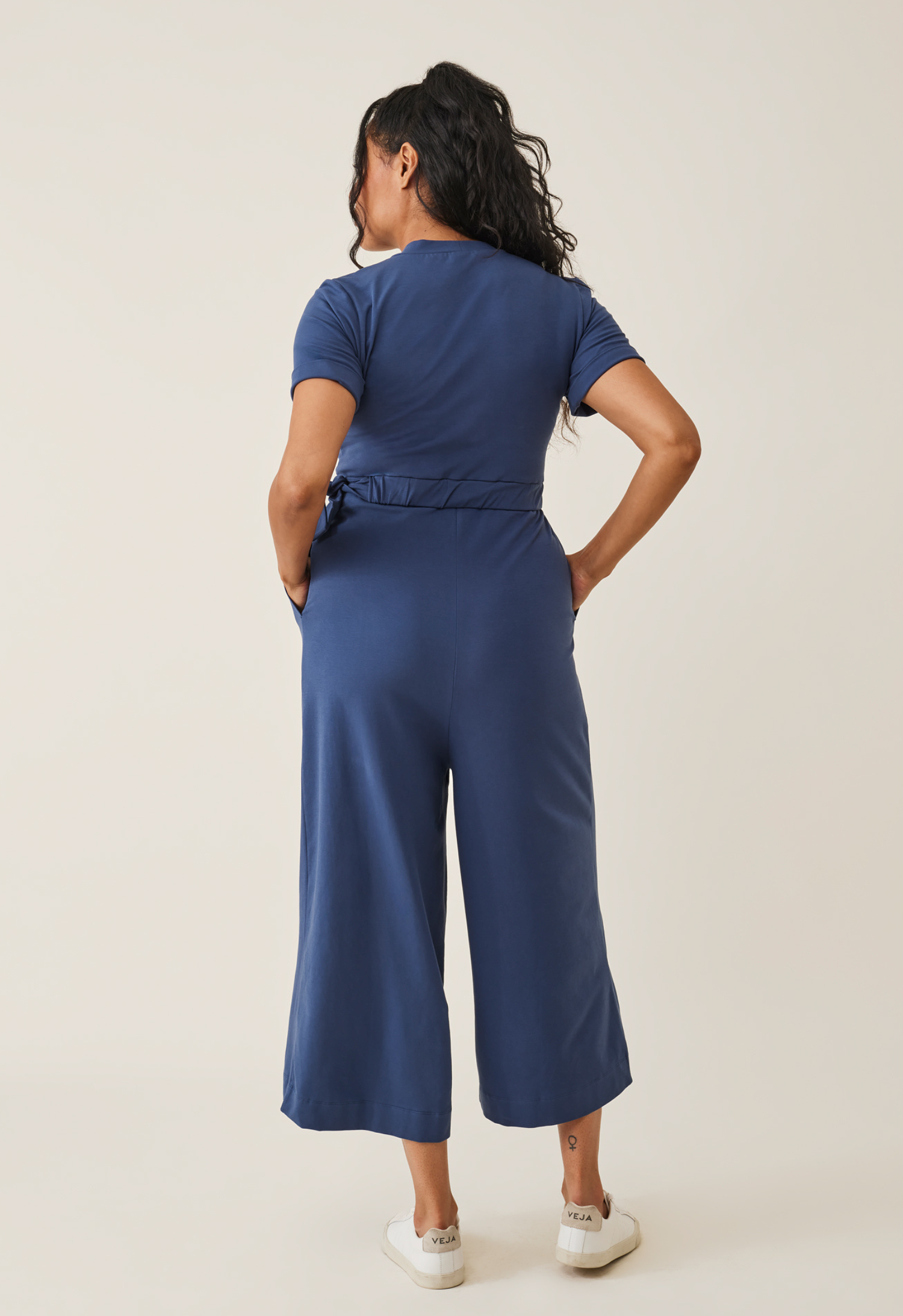 Zwangerschapsjumpsuit met toegang voor borstvoeding - Blauw