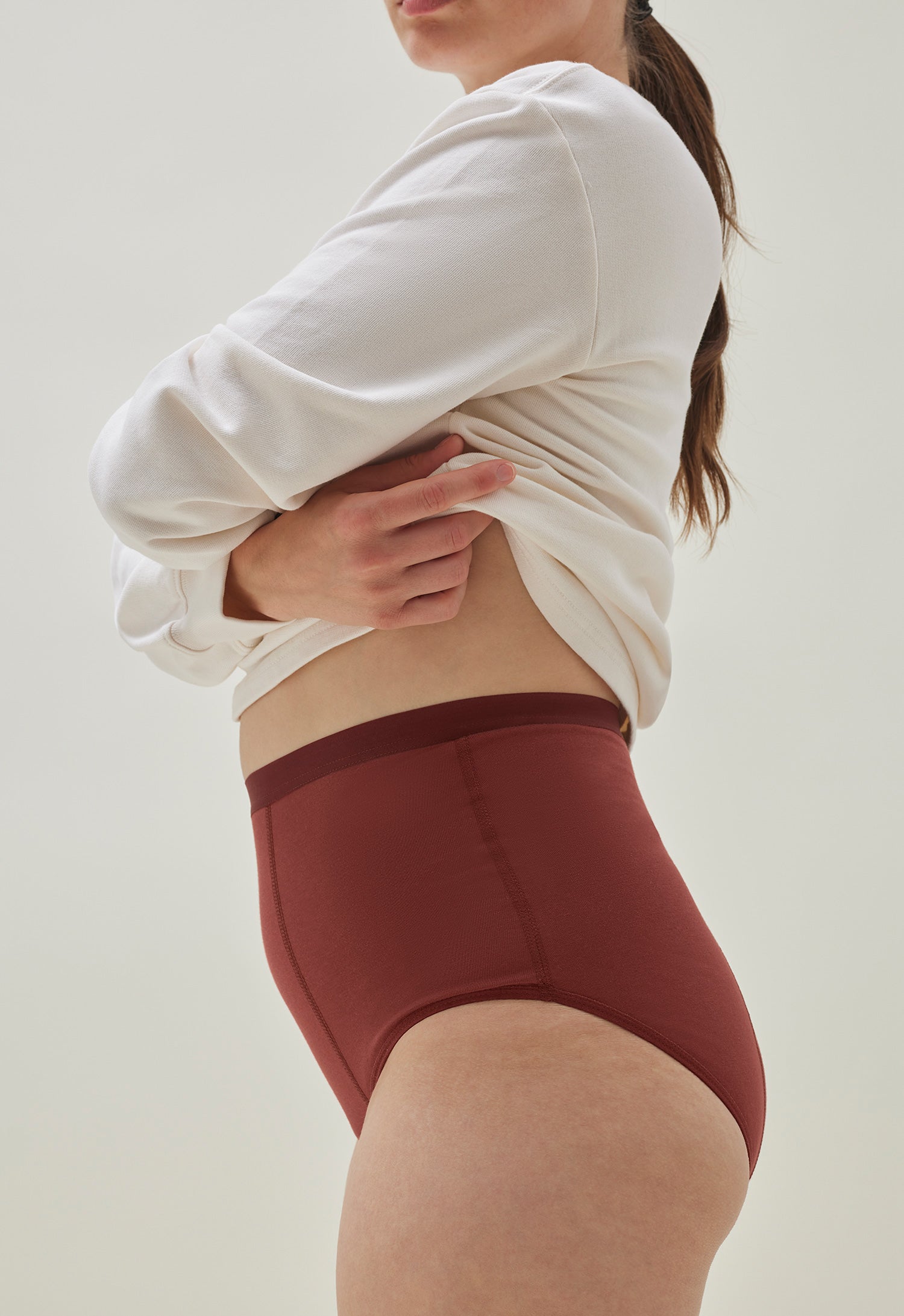 Menstruatieondergoed Hoge Taille, Middelzwaar, Roestbordeaux