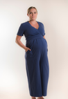 Zwangerschapsjumpsuit met toegang voor borstvoeding - Blauw