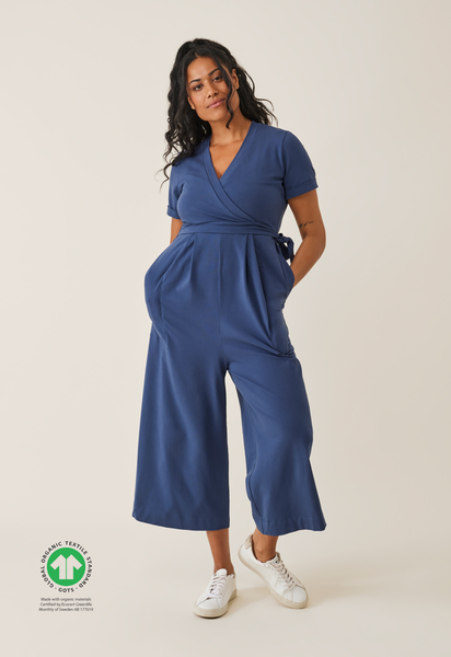 Zwangerschapsjumpsuit met toegang voor borstvoeding - Blauw