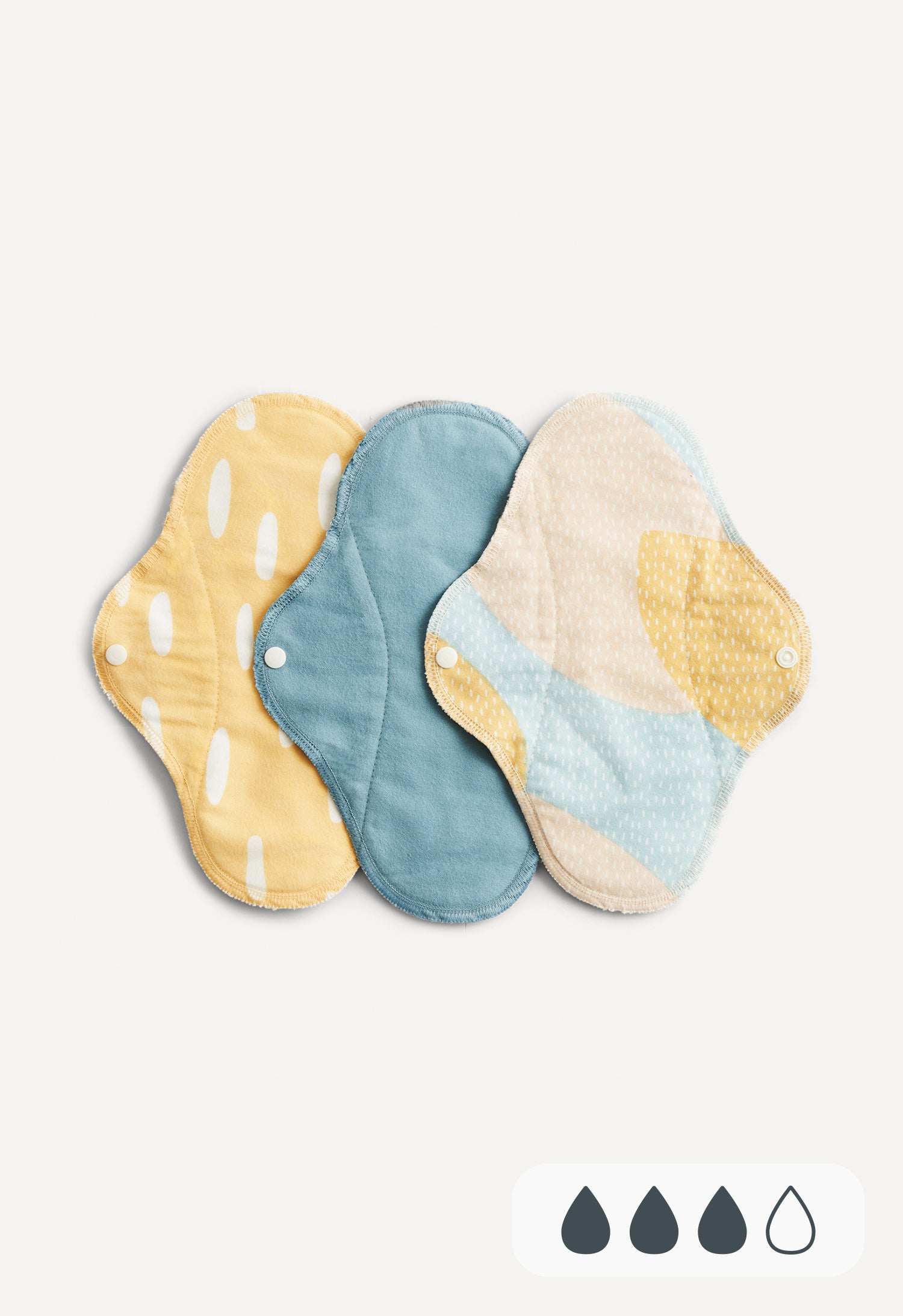 Maandverband Klassiek Normaal, blauwe stipjes, set van 3