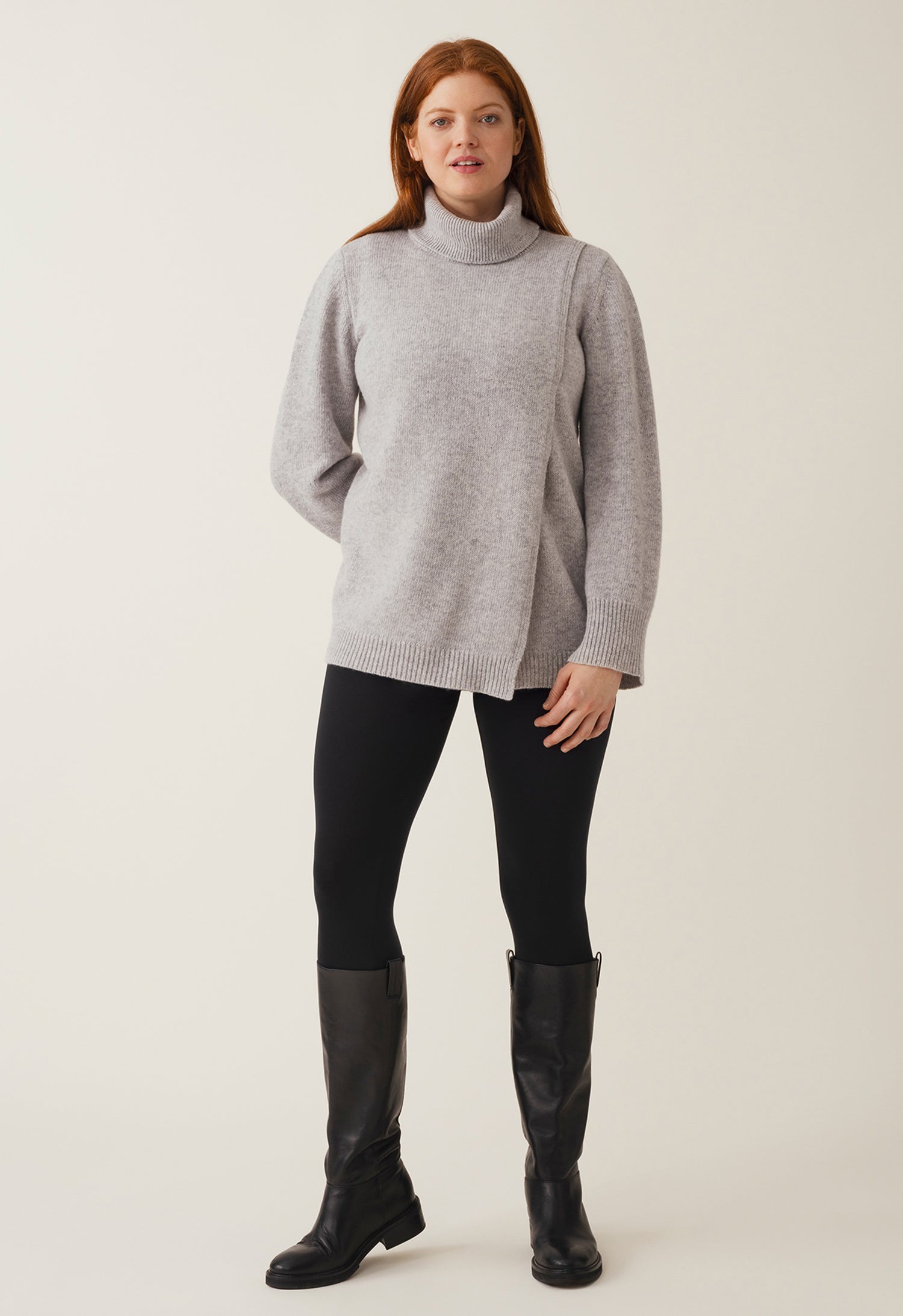 Gebreide voedingstuniek - Lichtgrijs melange