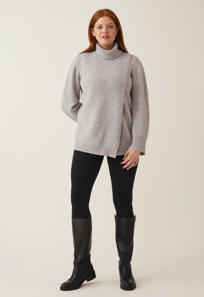 Gebreide voedingstuniek - Lichtgrijs melange