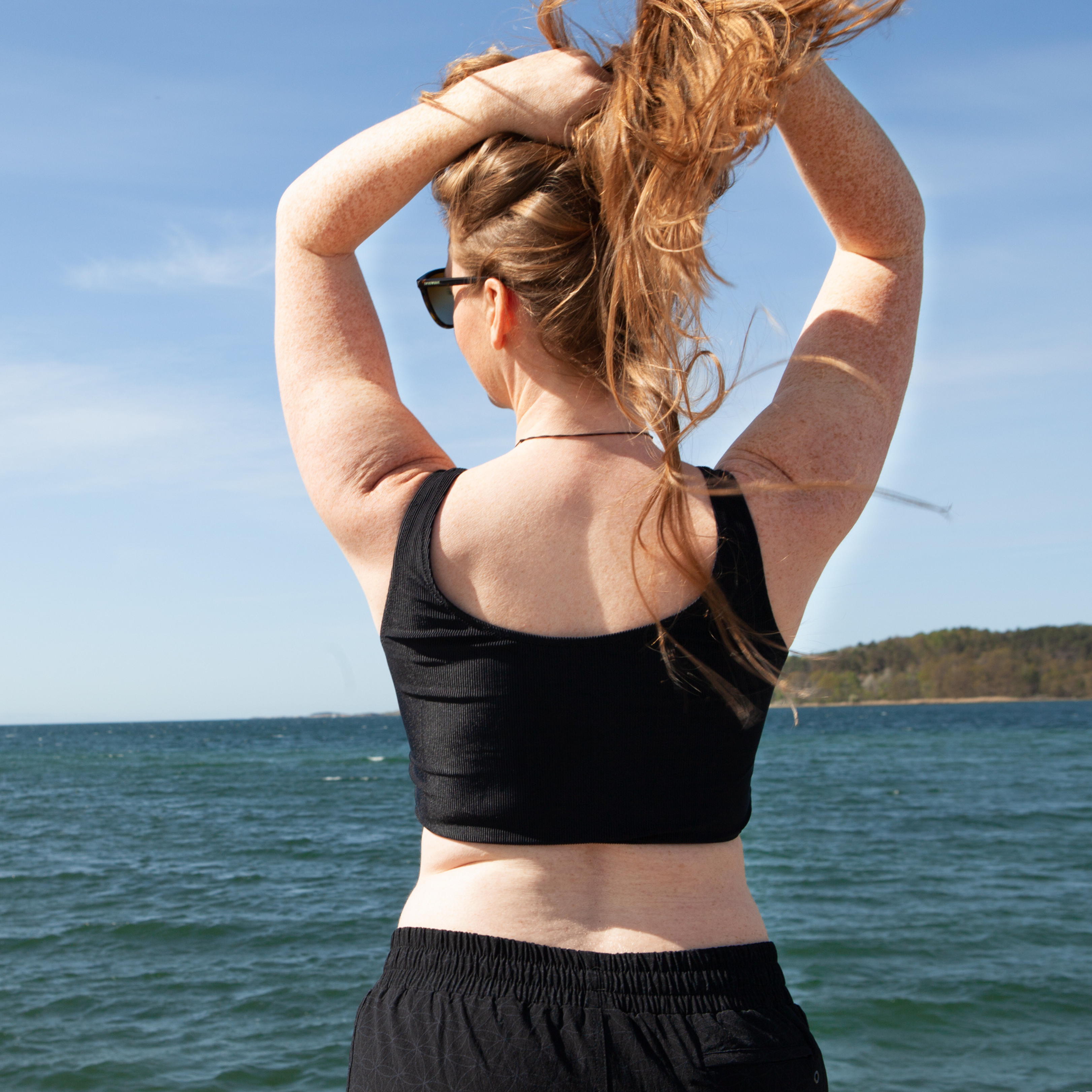 Zwemcroptop - Geribd - Zwart