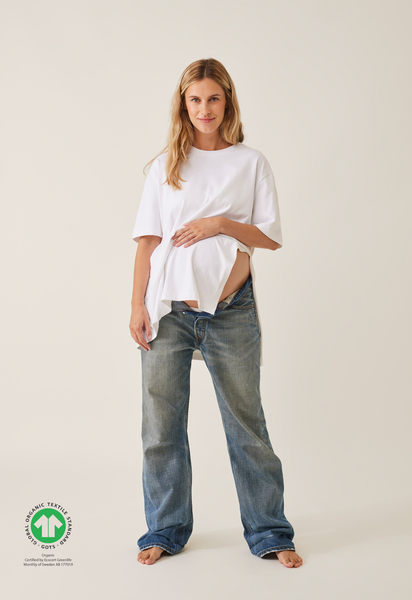 Oversized zwangerschaps-T-shirt met zijsplit - Wit