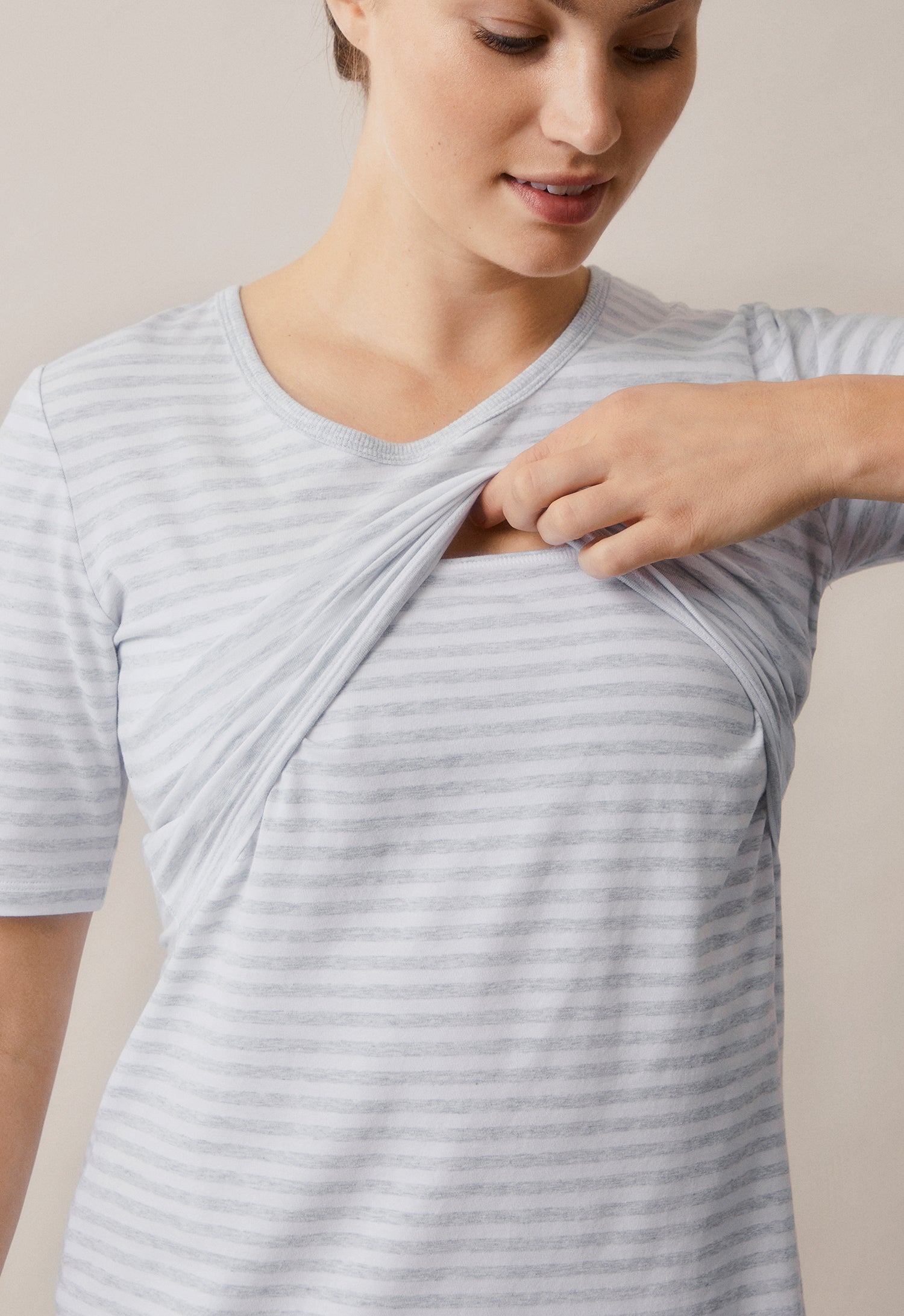 Nachtjurk - Wit/Grijs melange