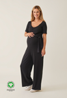 Geribde zwangerschapsjumpsuit - Zwart
