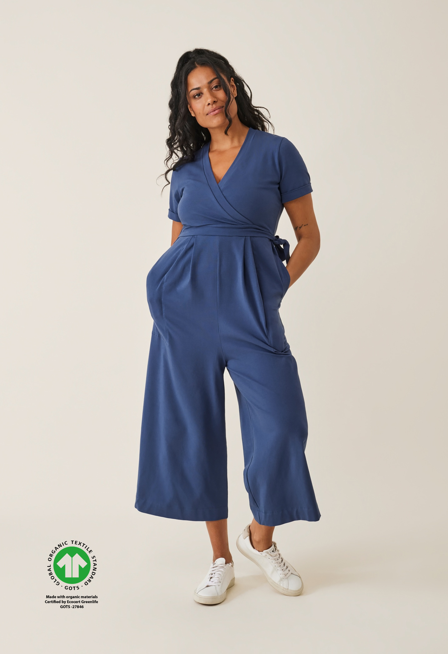 Zwangerschapsjumpsuit met toegang voor borstvoeding - Blauw