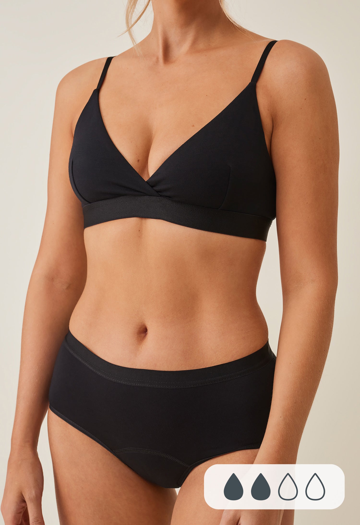 Menstruatieondergoed Hipstermodel, Licht, Zwart