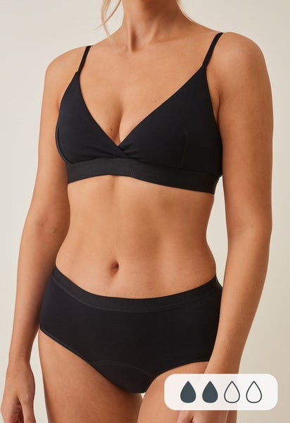 Menstruatieondergoed Hipstermodel, Licht, Zwart