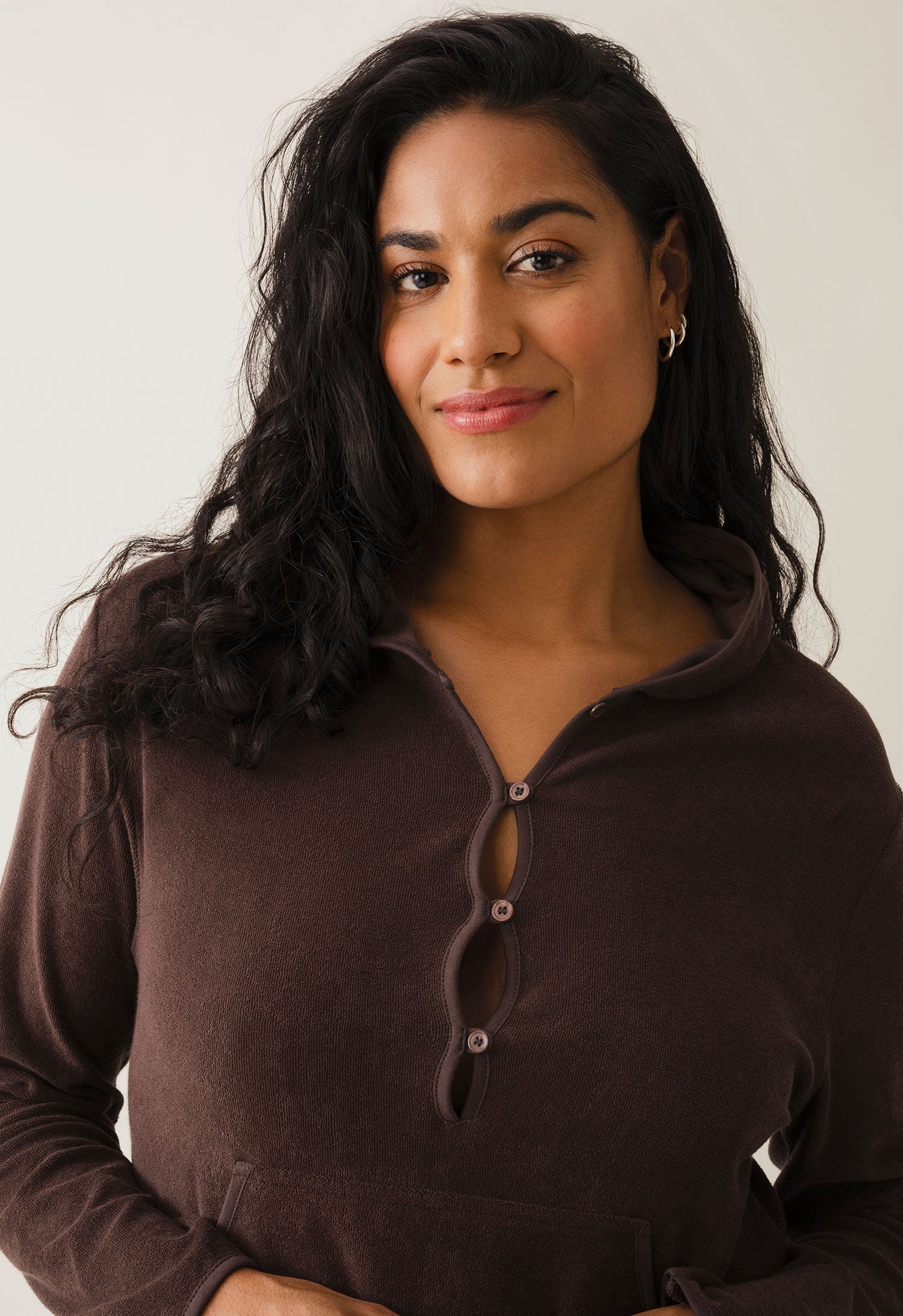 Badstof zwangerschapscaftan - bruin